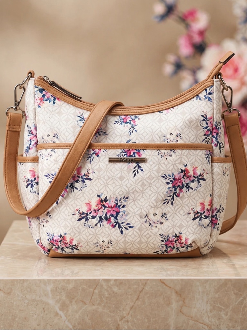 Rosetti Floral Crossbody Bag Pink Accents Everyday Purse